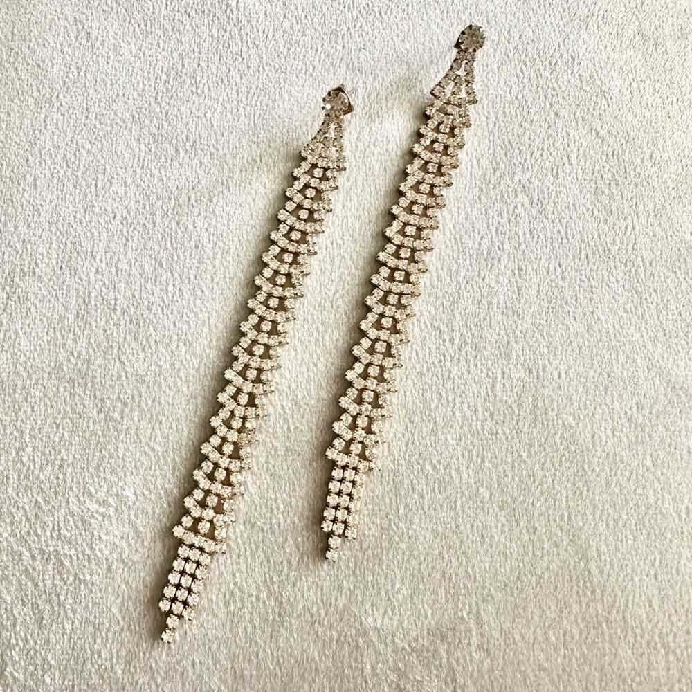 Super Sparkly Long Statement Earrings - image 1